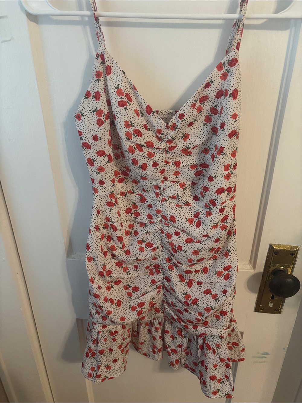 Urban Outfitters White Mini Dress with Red Floral Print